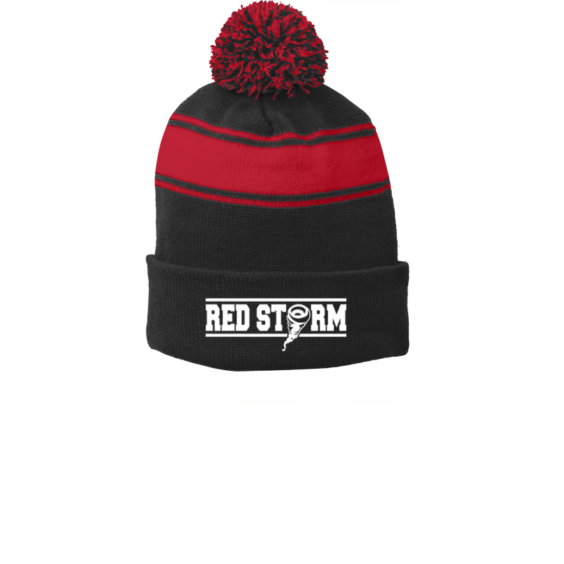 Red Storm - STC28 Pom Pom Beanie - Red/Black