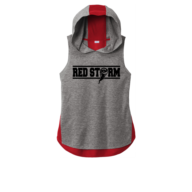 Red Storm - LST410 Ladies Wicking Draft Hoodie Tank - True Red/Dark Grey Heather