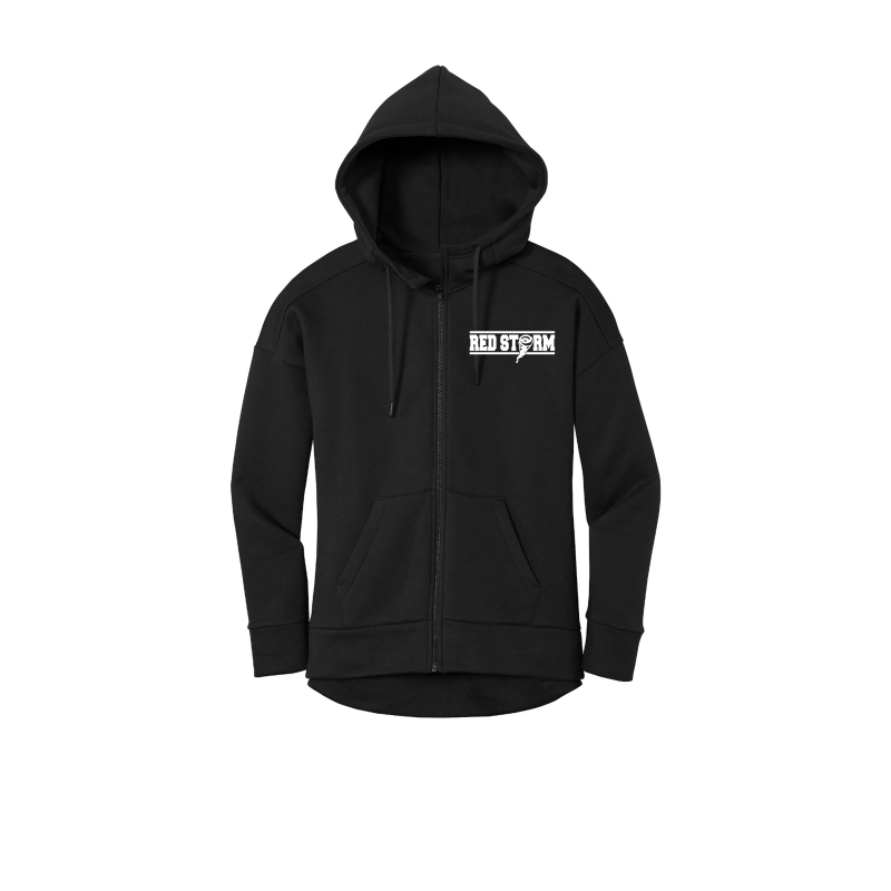 Red Storm - DT1104 Women’s Fleece Drop Shoulder Full-Zip Hoodie - Black
