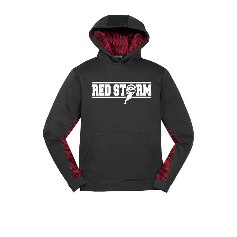 Red Storm - YST239 Youth CamoHex Fleece Hooded Pullover - Black/Deep Red