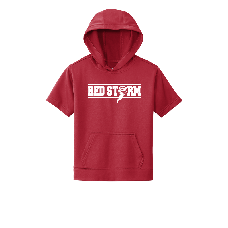 Red Storm - YST251 Youth Fleece Short Sleeve Hooded Pullover - Red