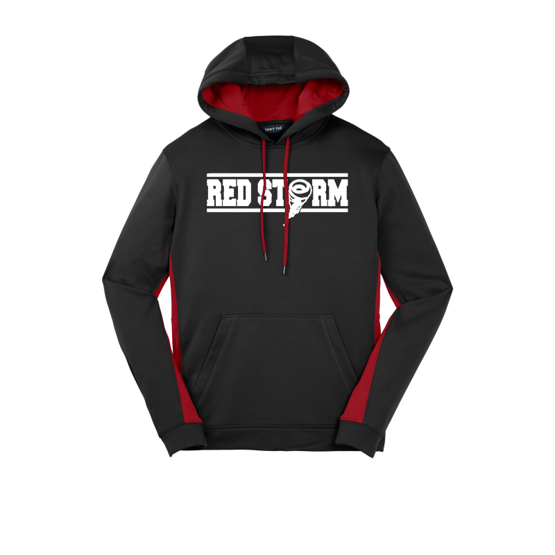 Red Storm - ST235 Fleece Colorblock Hooded Pullover - Black/Deep Red