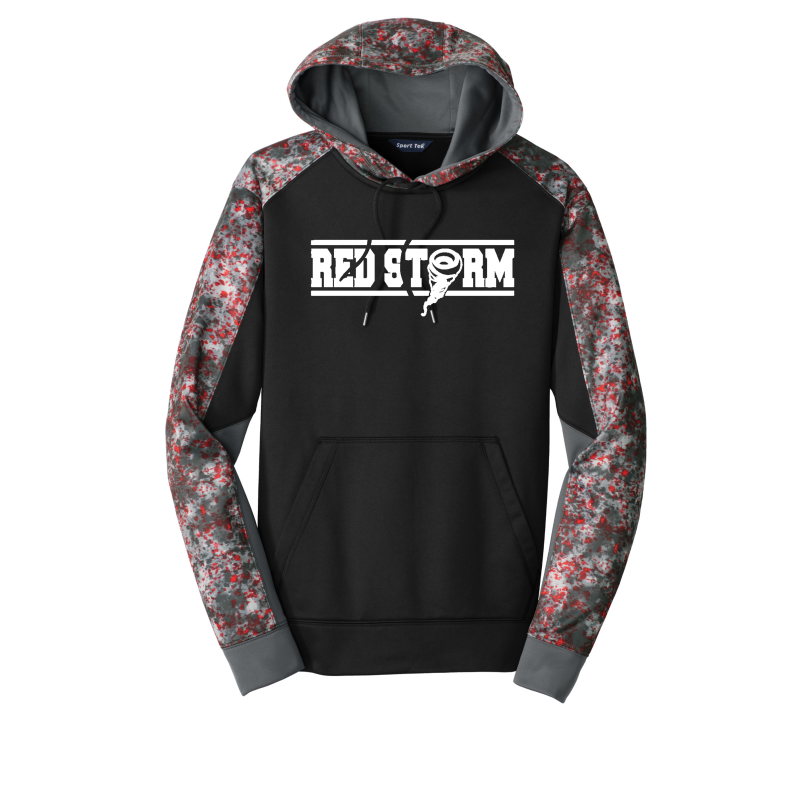 Red Storm - ST231 Fleece Colorblock Hooded Pullover - Deep Red/Black