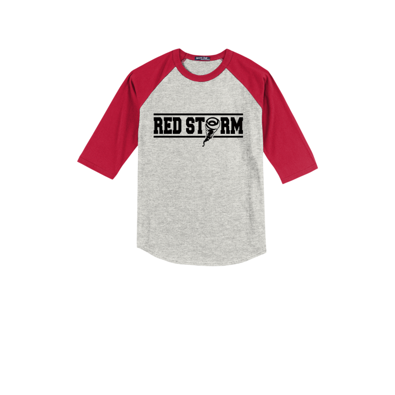 Red Storm - YT200 Youth Colorblock Raglan Jersey - Heather Grey/Red