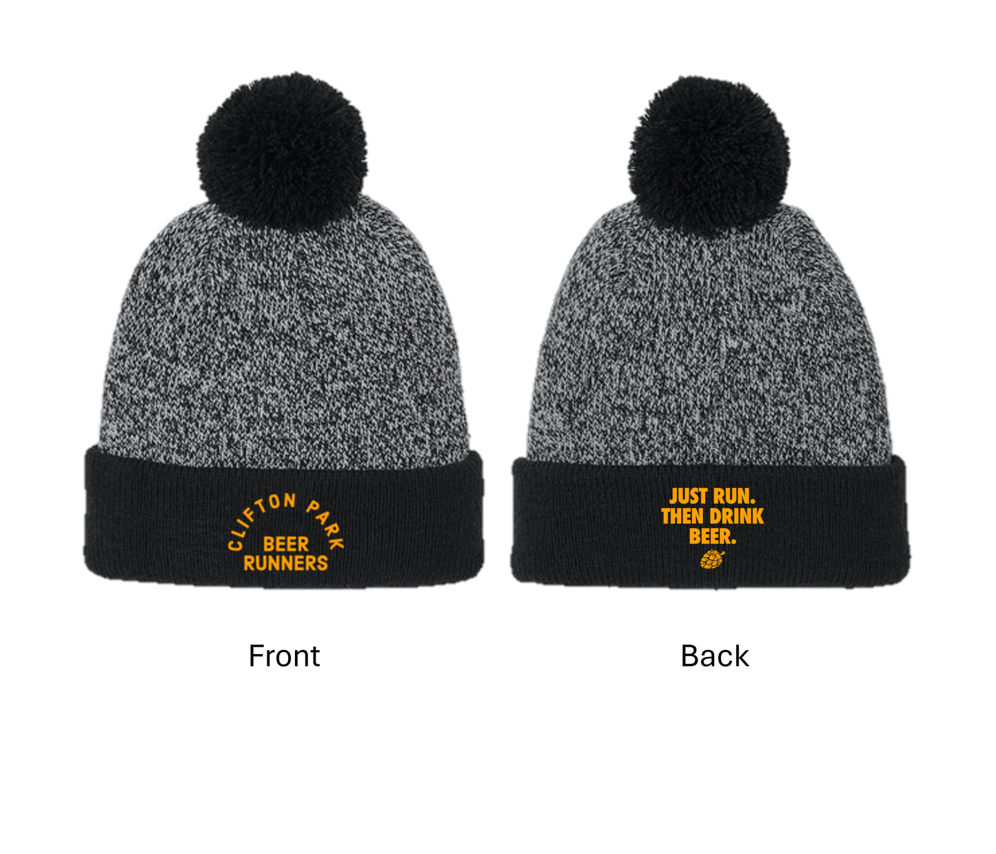 CP Beer Runners - STC68 Heather Pom Beanie - Black/Silver