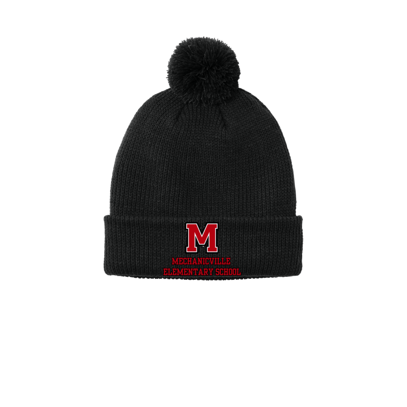 Mechanicville Elementary School 2024 - C978 Cozy Pom Beanie - Black