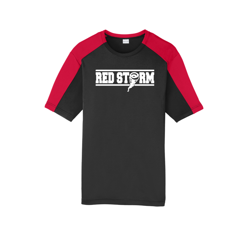 Red Storm - ST354 Sleeve-Blocked Tee - Black/True Red