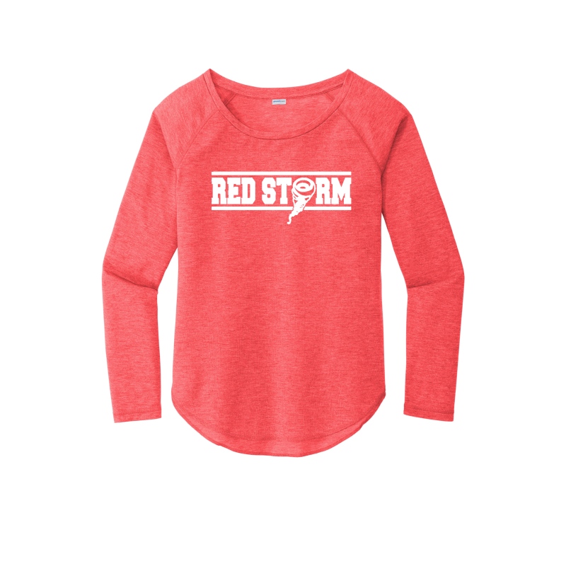 Red Storm - LST400LS Ladies Long Sleeve Scoop Neck Raglan Tee - Red Heather