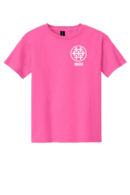 MACSC Summer 2026 - 5000B Youth Cotton T-Shirt - Safety Pink - White Logo