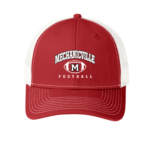 Mechanicville Football - C112 Snapback Trucker Cap - Flame Red/White
