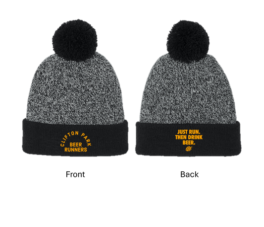 CP Beer Runners - STC68 Heather Pom Beanie - Black/Silver