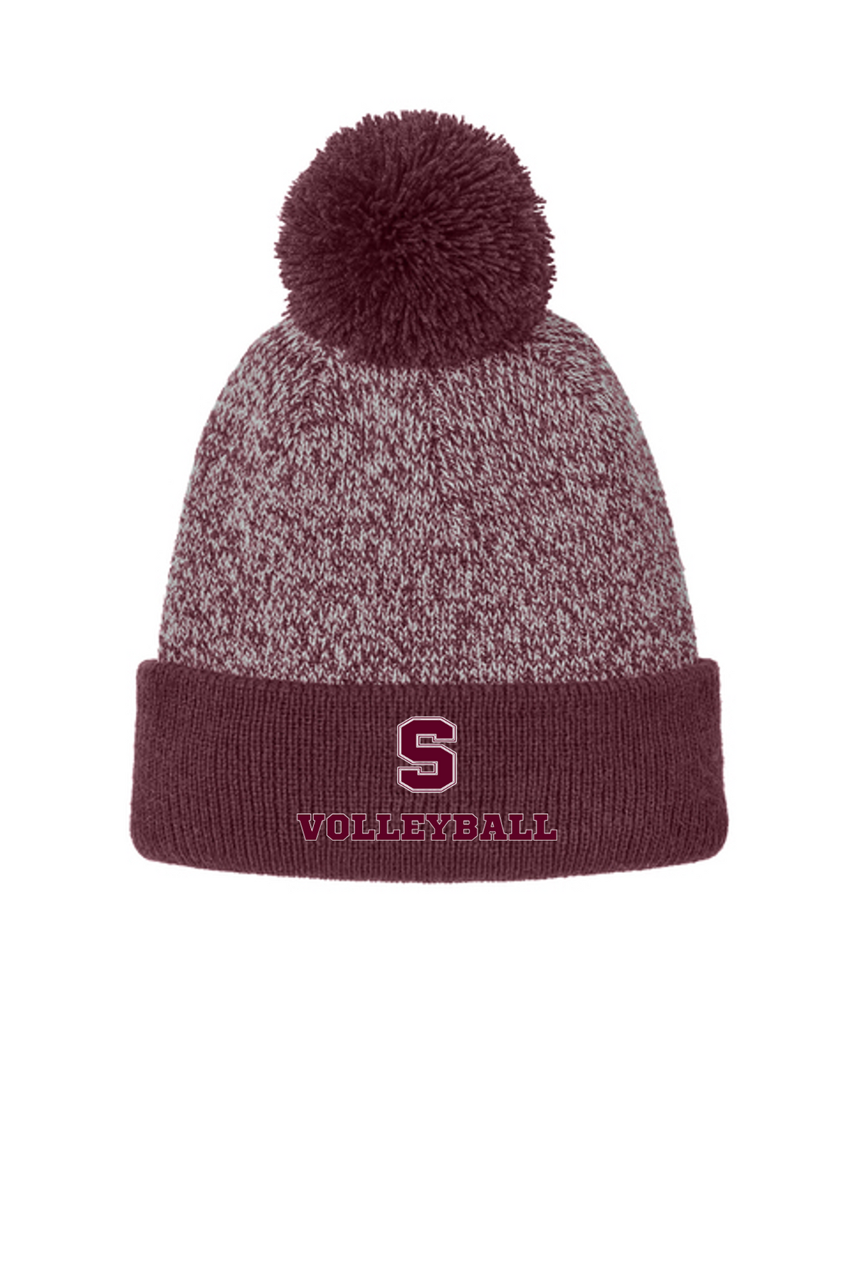 Stillwater Volleyball - STC68 Heather Pom Beanie - Maroon