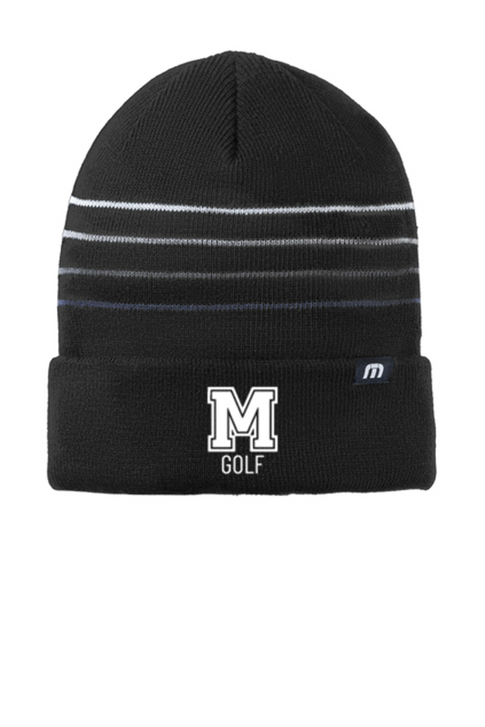 Mechanicville Golf - TM1MY393 TravisMathew Striped Cuffed Beanie - Black