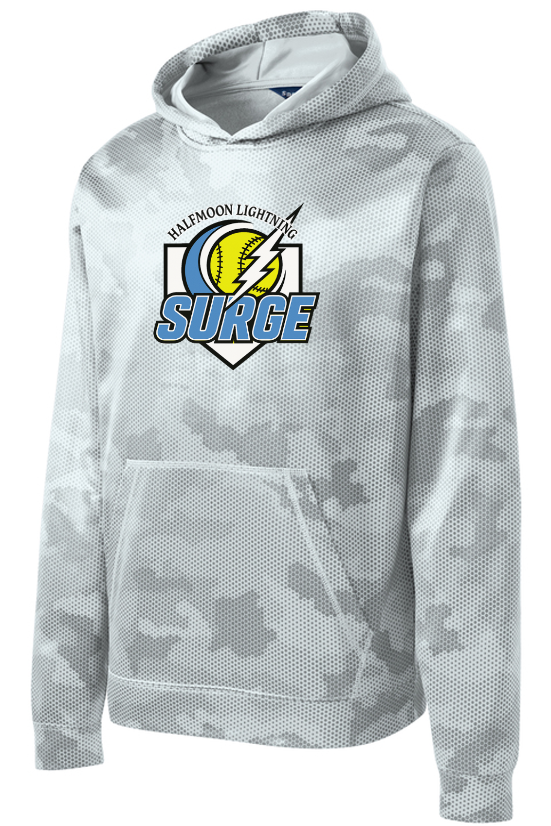 Halfmoon Lightning Surge 2026 - YST240 Youth CamoHex Fleece Hooded Pullover - White